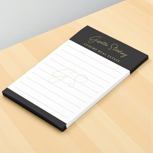 Bloco De Notas Real Estate Black Dourado Script Luxury Profession (Criador carregado)