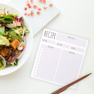 Bloco De Notas Receita Culinária de Folha de Vazio Roxa Simples