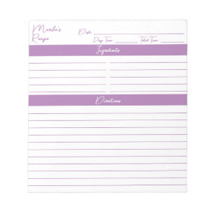 Bloco De Notas Receita de Lavanda de Script Minimalista Moderna
