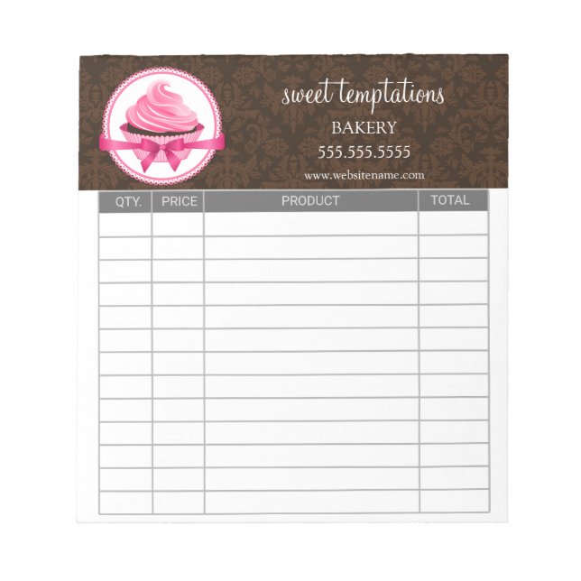Bloco De Notas Receitas de Panificação de Cupcake Couture (Frente)