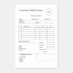 Bloco De Notas Recibo de Venda de Encomenda Personalizado para Pe