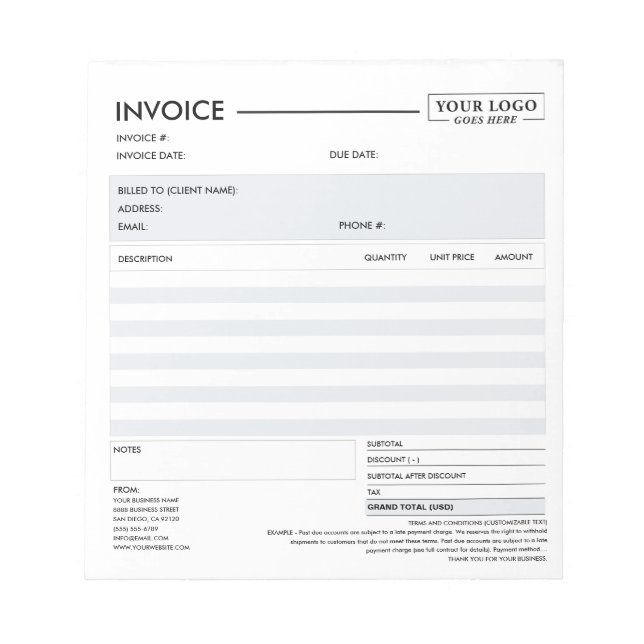 Bloco De Notas Recibo de Venda de Fatura de Pequenos Negócios Mod (Frente)