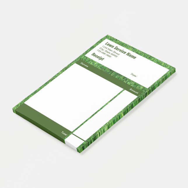 Bloco De Notas Recibo de Vendas de Serviço de Jardim Verde (Inclinado)