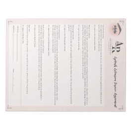 Bloco De Notas Recusa de Responsabilidade por Extensão de Cílios 