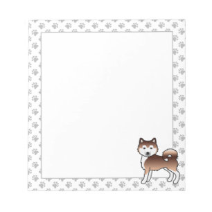 Bloco De Notas Red Alaskan Malamute Cute Cartoon Dog