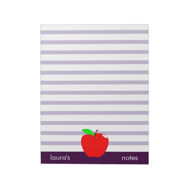 Bloco De Notas Red Apple Teacher - Linhas roxas personalizadas (Invertido)