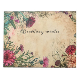 Bloco De Notas Red Aster Birth Floral Setembro