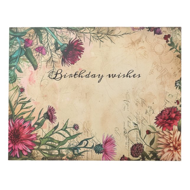 Bloco De Notas Red Aster Birth Floral Setembro (Frente)