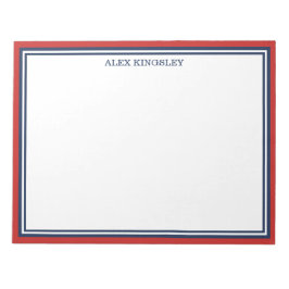 Bloco De Notas Red Blue Border Add Your Name