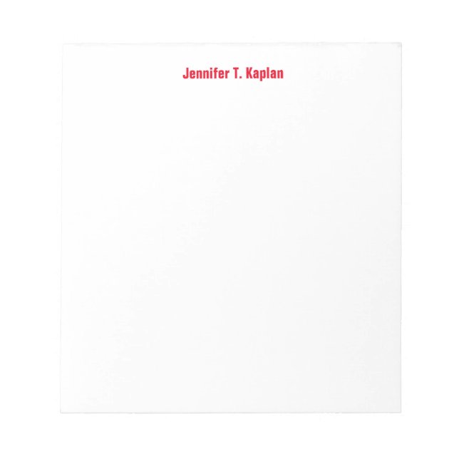 Bloco De Notas Red Bold Name Simple Professional Modern (Frente)