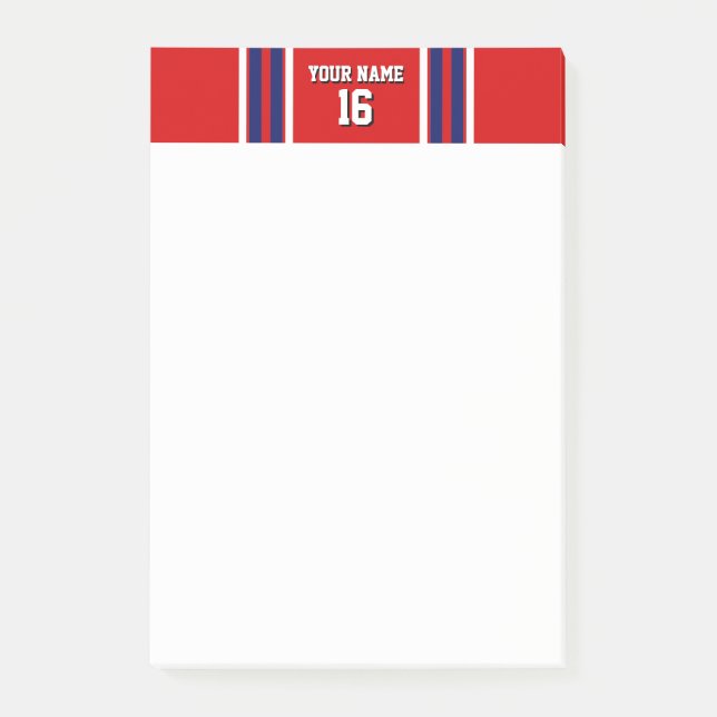Bloco De Notas Red com Marinho White Stripes Team Jersey (Frente)
