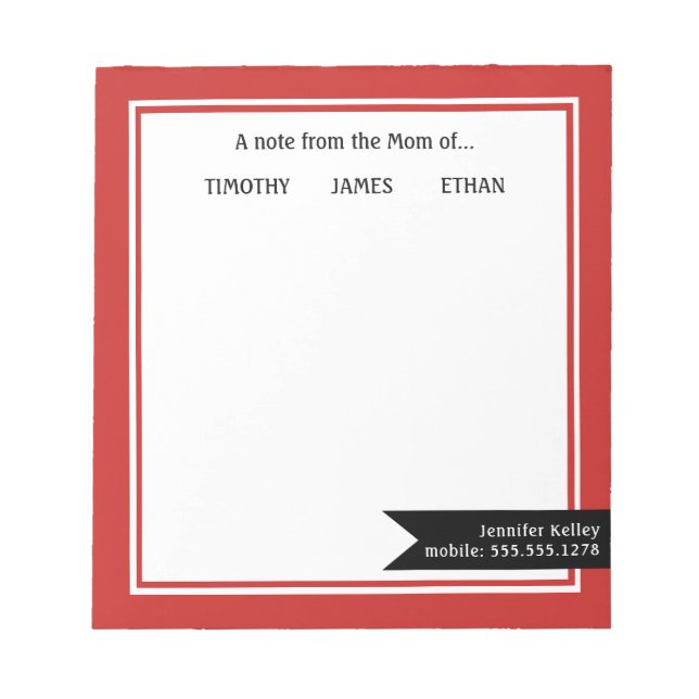 Bloco De Notas Red Frame "Da Mãe de", Personalizado (Frente)