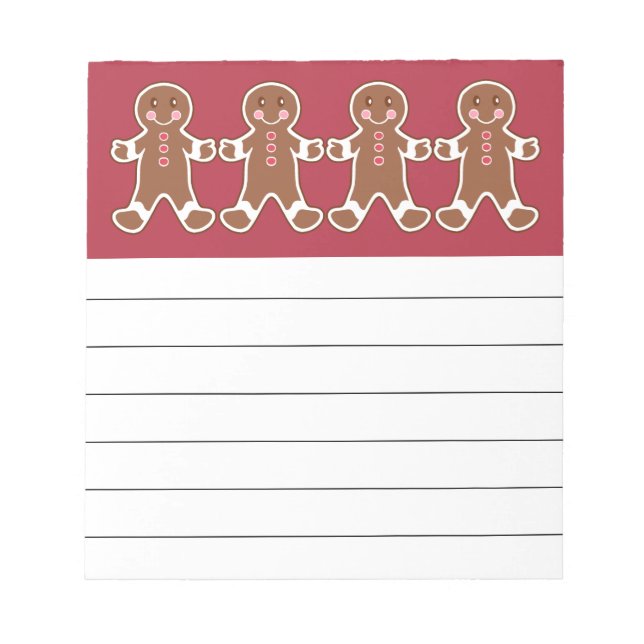 Bloco De Notas Red Gingerbread Boys Notepad (Frente)