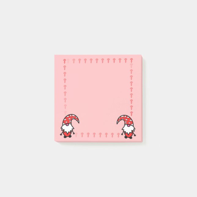Bloco De Notas Red Gnome with Mushrooms Post it Notes (Frente)