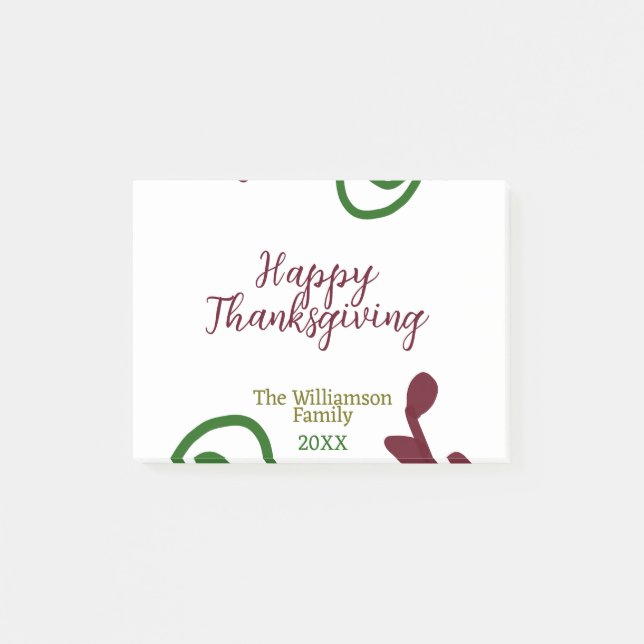 Bloco De Notas Red green happy Thanksgiving floral leaf fall (Frente)