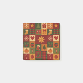 Bloco De Notas Red Green Patchwork Quilt Rustic Farmhouse Floral