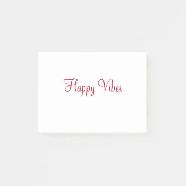 Bloco De Notas Red Happy vibe simples caligrafia mínima (Frente)