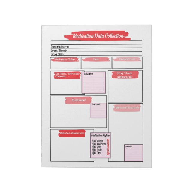 Bloco De Notas Red Healthcare Student Medication Modelo (Invertido)