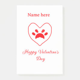 Bloco De Notas Red heart dog cat paw happy Valentine's day name 