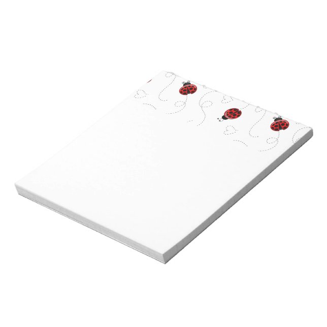 Bloco De Notas Red Ladybug Beetle Insett Lover Black Hearts (Invertido)