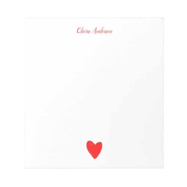 Bloco De Notas Red Love Heart Personalizado (Frente)