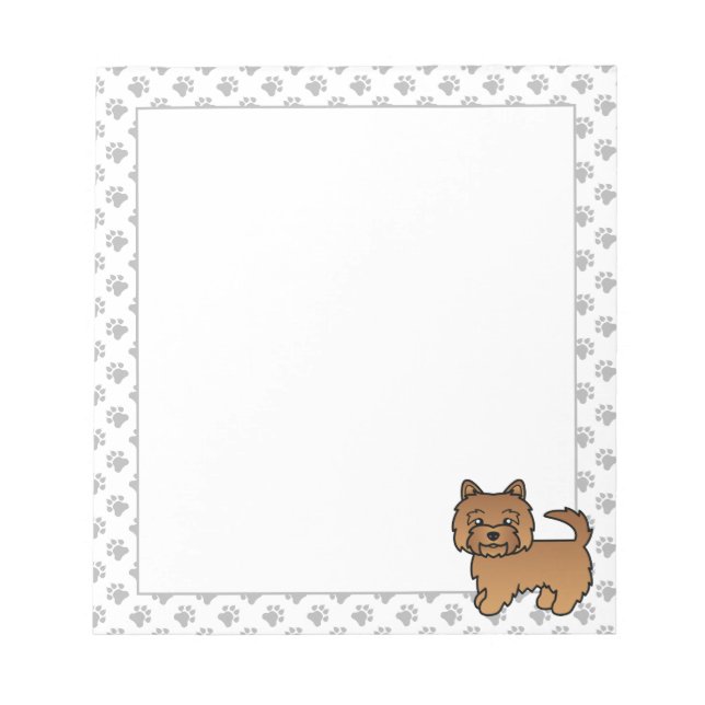 Bloco De Notas Red Norwich Terrier Cute Cartoon Cão (Frente)