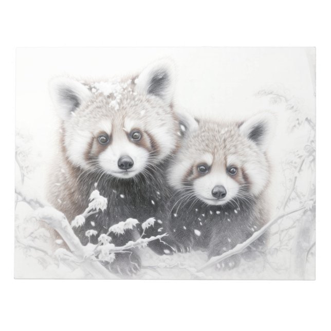 Bloco De Notas Red Panda Animal Discovery Wild Nature Ink Sketch (Frente)