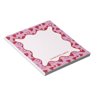 Bloco De Notas Red Pink Hearts Pattern Valentine Gift Notepad