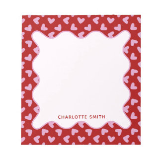 Bloco De Notas Red Pink Hearts Pattern Valentine Gift Notepad