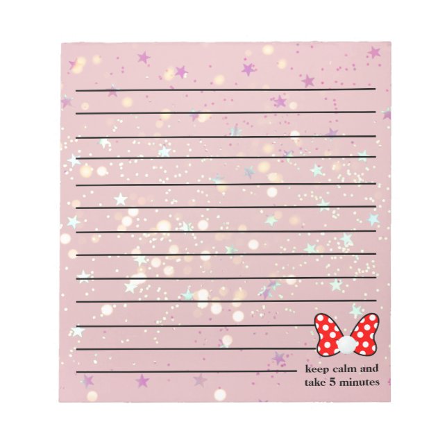 Bloco De Notas Red polka dots vibrant Ribbon (Frente)