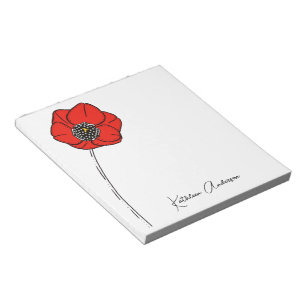 Bloco De Notas Red Poppy Monogram Name