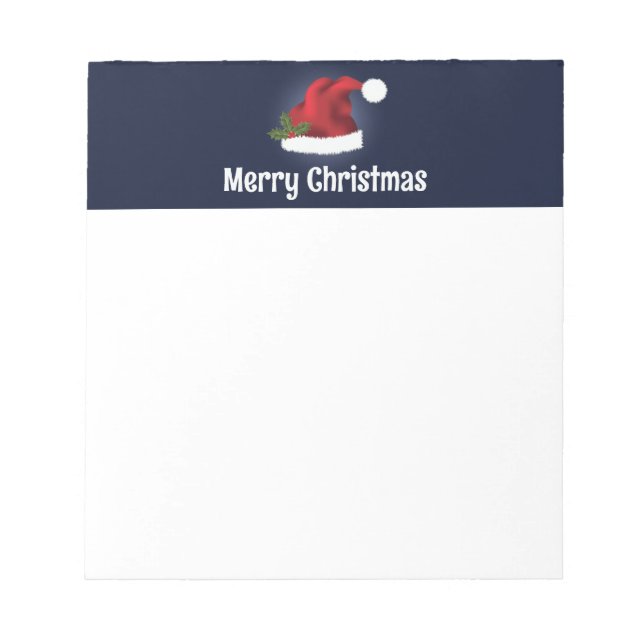 Bloco De Notas Red Santa Hat Com Holly De Natal E Texto Personali (Frente)