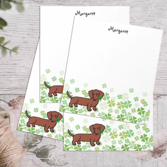 Bloco De Notas Red Smooth Dachshund 2 (Cute Red Smooth Haired Dachshund Stationery for Dog Lovers)