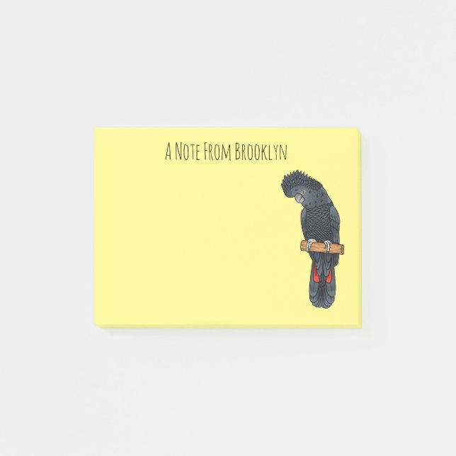 Bloco De Notas Red-tailed black cockatoo bird cartoon  (Frente)