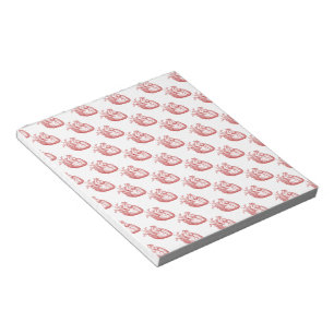 Bloco De Notas Red Vintage Hearts 5,5" x 6" Notepad 40 páginas