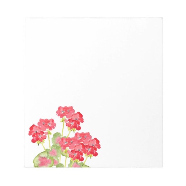 Bloco De Notas Red Watercolor Geraniums 2 (Frente)