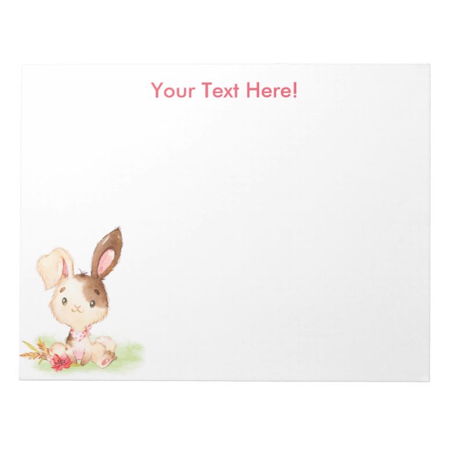 Bloco De Notas Red Watercolor Little Bunny (Frente)