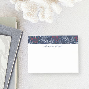 Bloco De Notas Red White and Blue Fireworks Pattern
