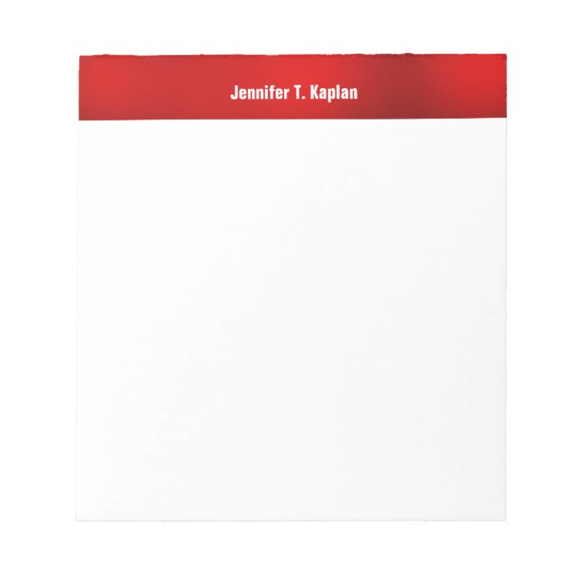 Bloco De Notas Red White Bold Name Plain Professional Modern (Frente)