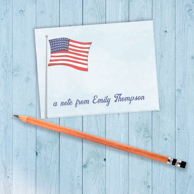 Bloco De Notas Red White e Blue American Flag Personalizados (American flag custom post it notes.)
