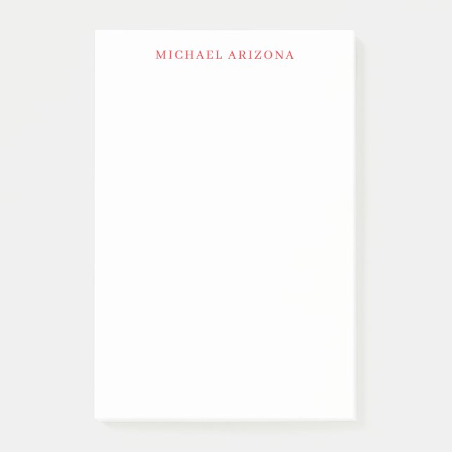 Bloco De Notas Red White Minimalist Simple Plain Modern Own Name (Frente)