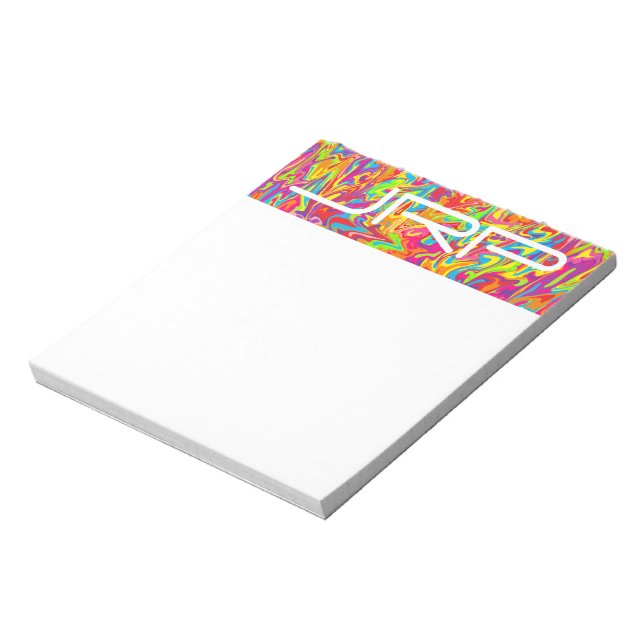 Bloco De Notas Redemoinho Abstrato Monogramável Personalizável (Invertido)