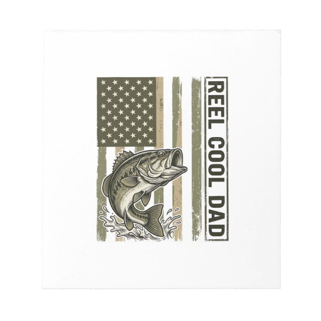 Bloco De Notas Reel Cool Dad Bass Fishing Flag Vector Design_1 (Frente)