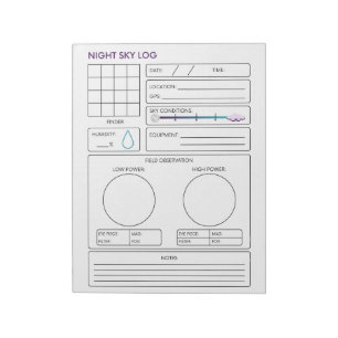 Bloco De Notas Registro de Céu Noturno