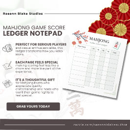 Bloco De Notas Registro de Pontuação de Jogo de Mahjong