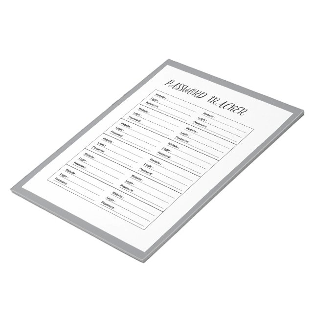 Bloco De Notas Registro de Senhas Minimalista (Inclinado)