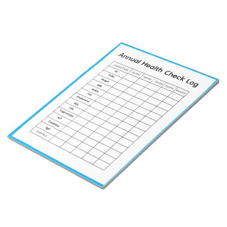 Bloco De Notas Registro de Verificação Anual de Saúde