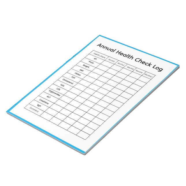 Bloco De Notas Registro de Verificação Anual de Saúde (Inclinado)