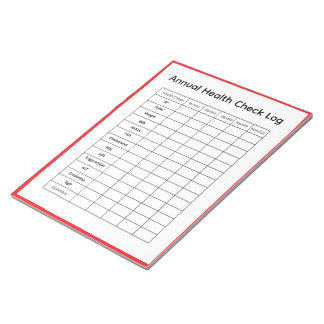 Bloco De Notas Registro de Verificação Anual de Saúde