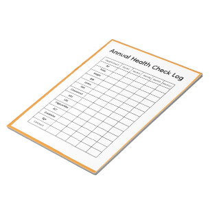 Bloco De Notas Registro de Verificação Anual de Saúde